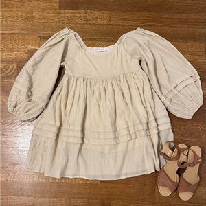 Neutral Ground Cream babydoll dress. Size medium. Lined with pockets. Never worn